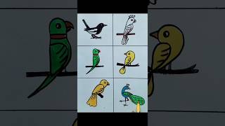 সহজে বিভিন্ন পাখির ছবি আঁকা Easy Bird Drawing easy drawing bird [upl. by Airda879]