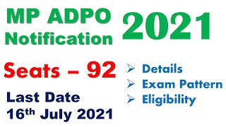 MP ADPO Vacancy 2021  mp apo notification 2021  MPPSC new notification 2021  MP PSC new vacancy [upl. by Levania]