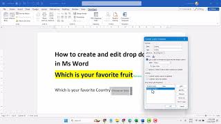 How to Create a Drop Down List in Microsoft Word  EDIT MICROSOFT WORD DROP DOWN LIST 2024 [upl. by Oigroeg]