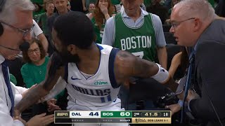 Kyrie Irving gets into it with Celtics fan after diving into crowd quotfk is wrong with youquot [upl. by Zantos797]