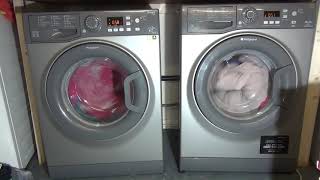 Jumping Hotpoint washing machine  bedding with towels  this [upl. by Luht]