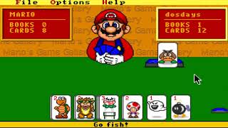 Beating Mario in a card game Go Fish Marios Game Gallery  MSDos 1995 [upl. by Esela6]