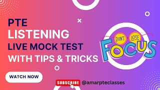 PTE LISTENING quotLIVE MOCK TEST WITH TIPS amp TRICKSquot  2024 [upl. by Hasty]