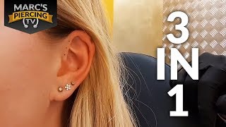 💉 Tragus Anti Helix amp Inner Conch 💉 3 IN 1 💉 Marcs Piercing TV [upl. by Kinemod]