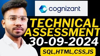 Cognizant Technical Assessment Questions Asked on 30092024  Cognizant GenC Preparation 2024🔥 [upl. by Eemia145]