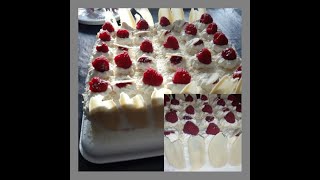 forêt blanche au framboise génoise à la crème et chocolat blanc gâteau danniversairechantilly [upl. by Cuthburt]