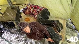 EXTREME Winter SNOW STORM 40C WINTER CAMPING WINTER STORM hits HOT tent FREEZING wind [upl. by Aidiruy]