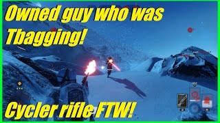 Star Wars Battlefront  Owned guy who was Tbagging in a shield  Cycler rifle FTW [upl. by Aicatsana]