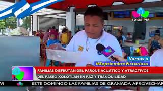 Familias disfrutan del parque acuático y atractivos del paseo Xolotlán en paz y tranquilidad [upl. by Amora]