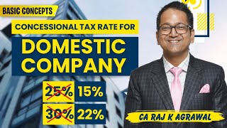 18 Concessional Income Tax Rate of Company 115BAA amp 115BAB AY 202425 [upl. by Herminia]