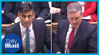 Rishi Sunak vs Keir Starmer Furious exchange over illegal immigration [upl. by Tammi770]