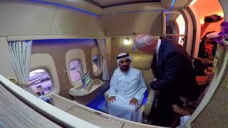 HH Sheikh Mohammed bin Rashid Al Maktoum visits New Emirates First Class Private Suite [upl. by Ahsikel]