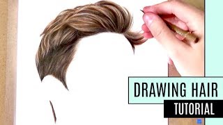 How to Draw Hair  Coloured Pencil Drawing Tutorial  Realistic short hair [upl. by Atirabrab367]