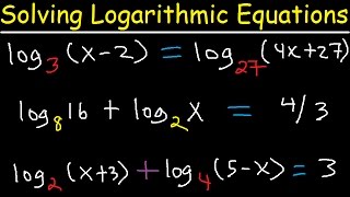 Solving Logarithmic Equations With Different Bases  Algebra 2 amp Precalculus [upl. by Zelda]