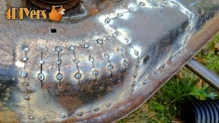 How to Fix Rust Holes on a Mower Deck by Welding in a Custom Patch [upl. by Bale]