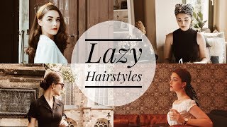 4 Easy amp Vintage Inspired Hairstyles for Lazy Days  Hair Tutorial [upl. by Hogg]