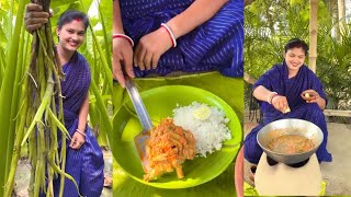 Bengali kachur Loti Jhal Recipe॥cooking viral food kanikarannaghorwithvillagefood [upl. by Aamsa110]