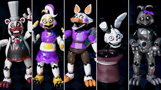 Chicas Party World REBAKED  All Jumpscares Animatronics Custom Night [upl. by Ausoj493]