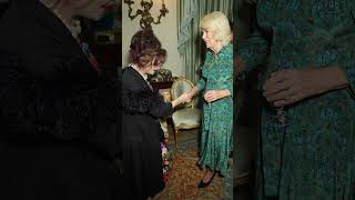 ‘The Crown’s’ Helena Bonham Carter chats with big fan Queen Camilla shorts [upl. by Aicilf]