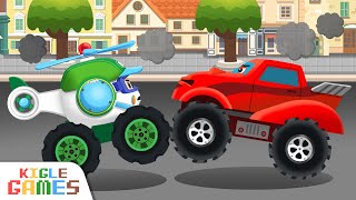 Giant Tire  Robocar Polis English Play  Poli Game  Policecar Firetruck Ambulance  KIGLE GAMES [upl. by Sidnarb]