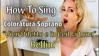 How To Sing Vien Diletto e in Ciel la Luna Bellini  Slow Motion Coloratura tutorial [upl. by Addy]