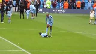 Vincent Kompany taking out his daughter with a slide tackle HD [upl. by Hannahsohs]