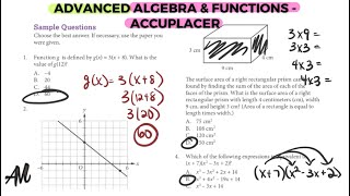 ACCUPLACER 2023 ADVANCED ALGEBRA amp FUNCTIONS  PART 1 [upl. by Cirle893]