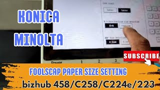 HOW TO FOOLSCAP PAPER SIZE SETTING IN SERVICE MODE ON KONICA MINOLTA PHOTOCOPIER MACHINES [upl. by Cullen]