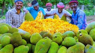 JACKFRUIT CUTTING amp EATING  Jackfruit Recipe Cooking In Village  Jackfruit Paniyaram Recipe [upl. by Lambart237]