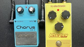 Solo guitar BOSS CE2 chorus vs TC Electronic Afterglow with a Strat Jazzmaster and Les Paul [upl. by Artenek]