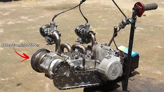 Turn Motorcycle Engine Into 2 Stroke Opposed piston engine Part 2 [upl. by Norraf383]