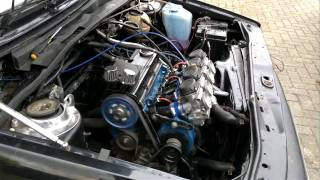 VW MK2 GOLF RUNNING 20 BLOCK AND MK4 GOLF XFLOW HEAD ON FZR1 BIKECARBS FIRST START UP [upl. by Lorrad]