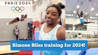 Simone Biles training her skills for Olympic Year 2024 The return of the triple double [upl. by Irem509]