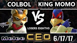 CEO 2017 Smash Melee  SS  Colbol Fox vs MVG  King Momo Falco Melee L7ths [upl. by Artkele]