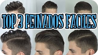 ✄ TOP3 Peinados Faciles Hombres DIY Rapidos Sencillo Perfecto Para Fiesta Curso Tutorial Paso a Paso [upl. by Esilrac313]