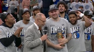 Luka Doncic wins the 2024 Magic Johnson Western Conference Finals MVP award 🏆  NBA on ESPN [upl. by Acinehs]