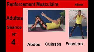 Renforcement Musculaire cuisse fesse abdos  adulte séniors  séance de gym 37mn par Gym Martine [upl. by Wun938]