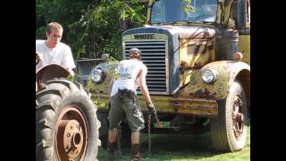 1946 International I4 pulling 1956 White 9000TD [upl. by Adnorhs]