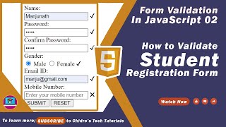 Form Validation in JavaScript Part 2  How to Validate Complete Student Registration Form in JS [upl. by Odlopoel]