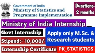 MOSPI INTERNSHIP PROGRAM 2024 MOSPI INTERNSHIP STATISTICS INTERNSHIP NSSO INTERNSHIP [upl. by Apfelstadt]