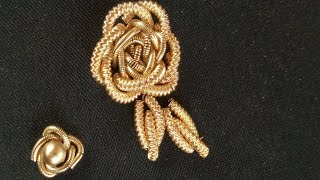 Hand Embroidery Zardosi Flower WorkLearn 10 ZardoziDabkaFrenchwire Flowers Zardosi Work Tutorial [upl. by Ailesor491]