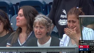 Bronx native Andrew Velazquez hits first homer in NY amp brings family to tears [upl. by Leile622]