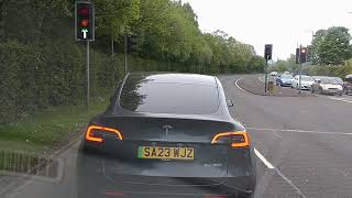 Bloody Tesla Dithering then Whoosh Leaving the Raploch Stirling Scotland UK [upl. by Odlanir]