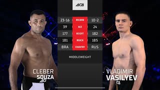 Клебер Соуза vs Владимир Васильев  Cleber Souza vs Vladimir Vasilyev  ACA 165  St Petersburg [upl. by Nauj]