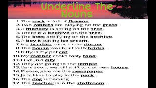 Underline The Nouns In The Following Sentences With Answers [upl. by Roanne]