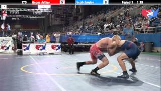 Fargo 2012 170 Round 1 Angus Arthur Michigan vs Jacob Burden Arizona [upl. by Tobiah751]