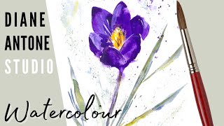 How to Paint a Watercolor Crocus Flower in Impressionistic Style  Real Time Step by Step Tutorial [upl. by Trainor93]