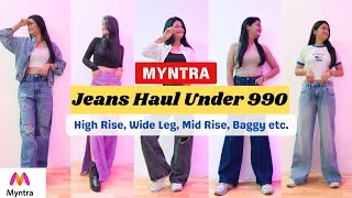 Myntra Women JEANS Haul Under Rs 1000  Wide Leg High Rise Mid Rise Baggy Straight Fit myntra [upl. by Acirret]