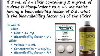 Calculations  Bioavailability and Pharmacokinetics [upl. by Gnilrac]