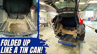 This HondaCRV got folded up like a tin can rearended autobody collision bodywork Honda CRV [upl. by Frankie]